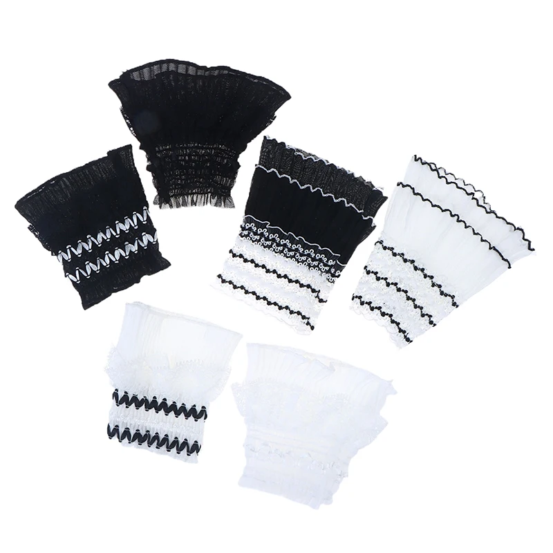 Manchette décorative en dentelle pour Photo de manucure, 1 paire, Double couche, manches en corne en maille, présentation des ongles, manchon de pose, bricolage, accessoire de fond de prise de vue