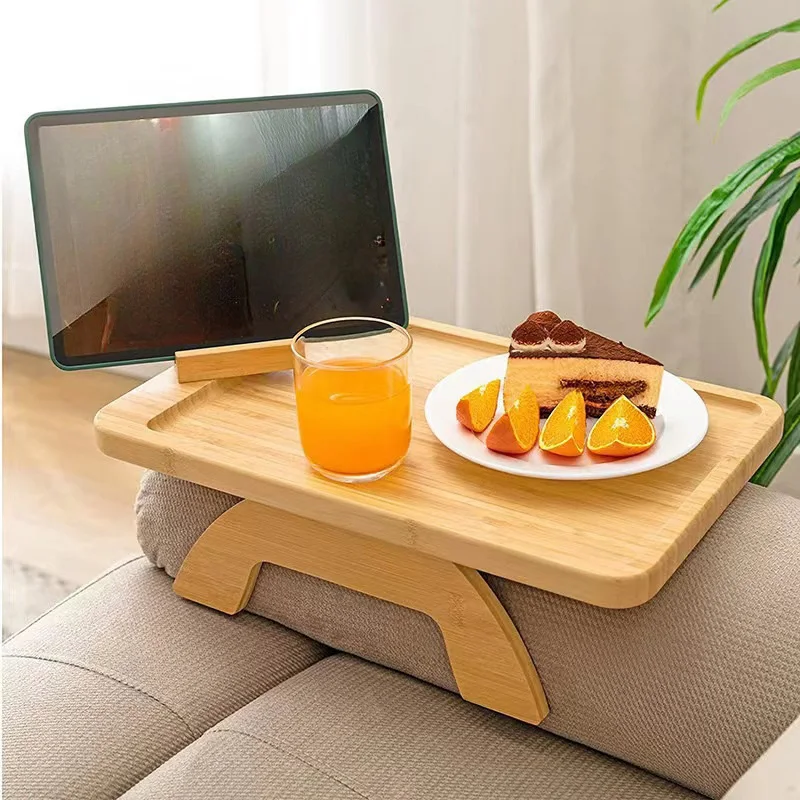 

1pc Adjustable Sofa Tray Table Sofa Armrest Clip-On Trays Wooden Tray Practical TV Snack Tray for Remote Control Coffee Snacks