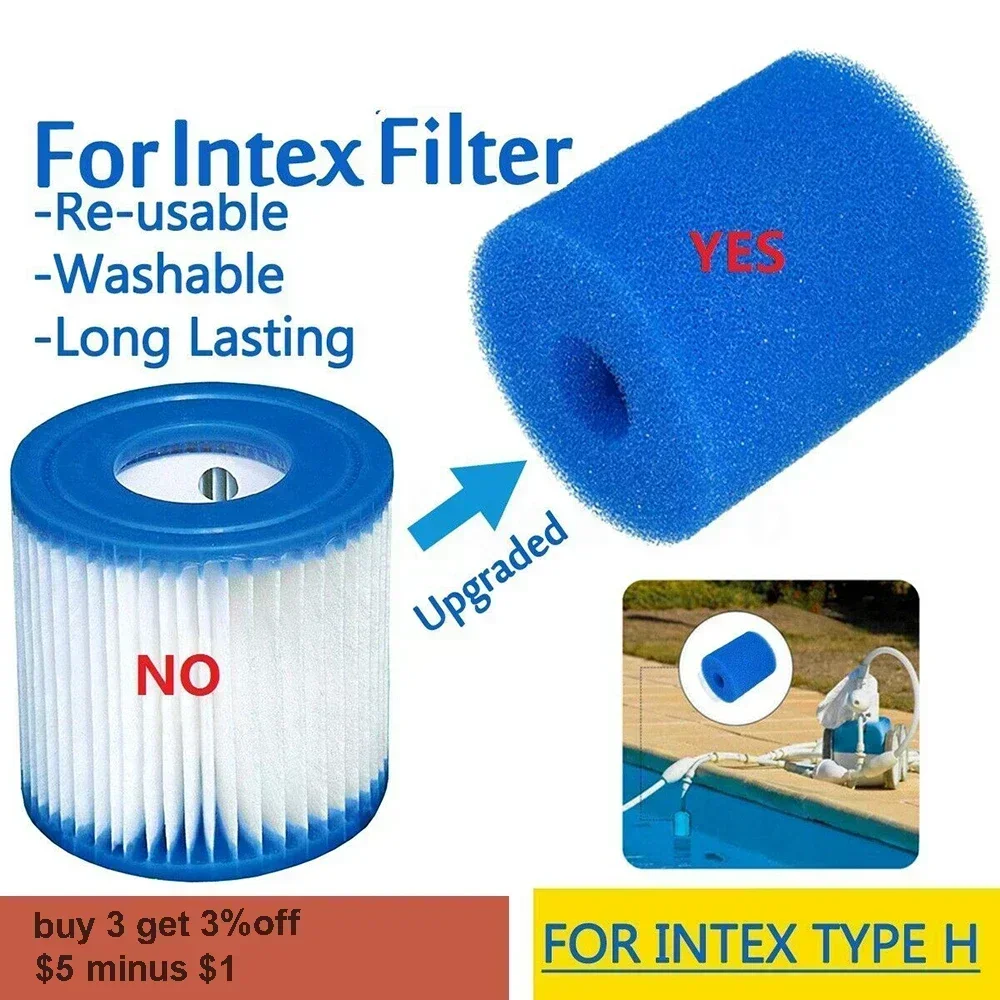 For Intex Type H Washable Reusable Swimming Pool Foam Filter Sponge Filter Sponges Sponge column Reusable Washable Biofoam