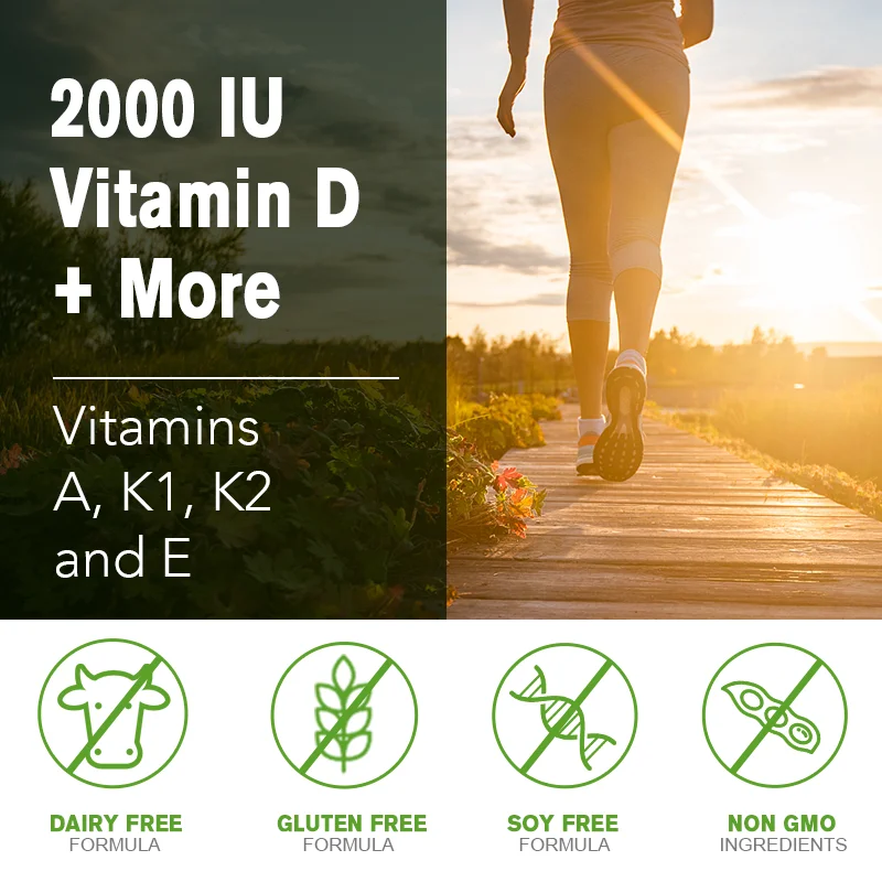 MUTSWEET Vitamin D3 2000 IU Vit Complex Promote Repair Flexibility and Mobility Functions Vegan Non-GMO High Absorption VitaminE