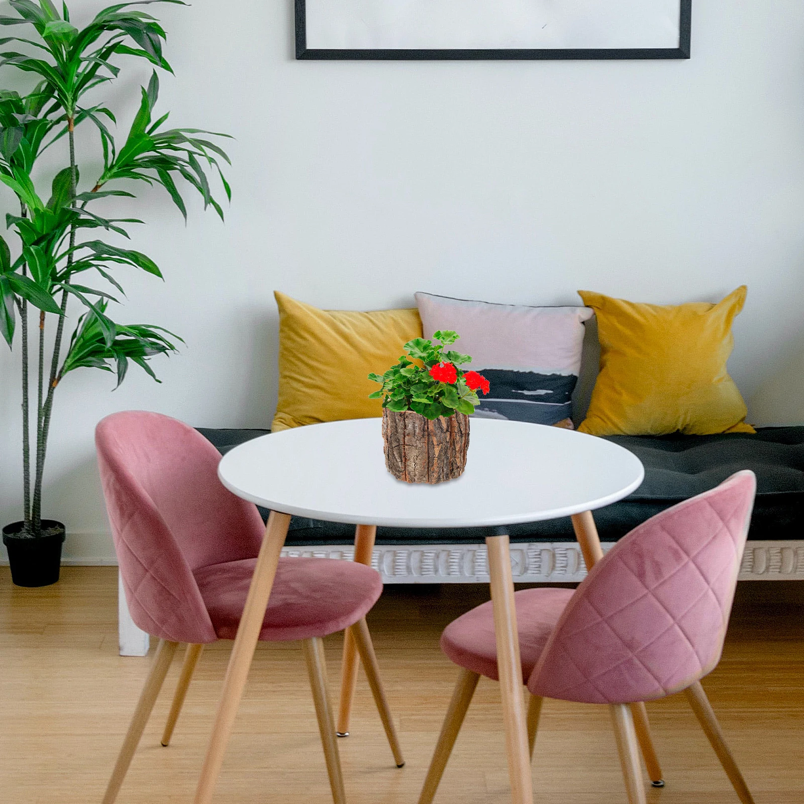 กระถางดอกไม้ดีไซน์เรียบง่าย วัสดุเปลือกไม้ธรรมชาติ ของตกแต่งบ้าน ภาชนะใส่ดอกไม้สำหรับคริสต์มาส