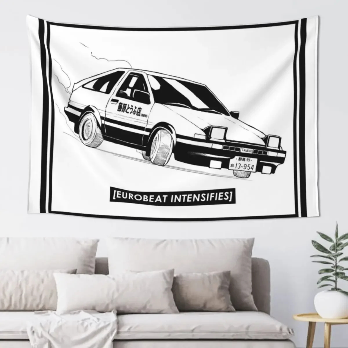 Eurobeat Intensifies AE86 Kansei Dorifto Initial D Car Tapestry Home Decorating Bedrooms Decor Tapestry