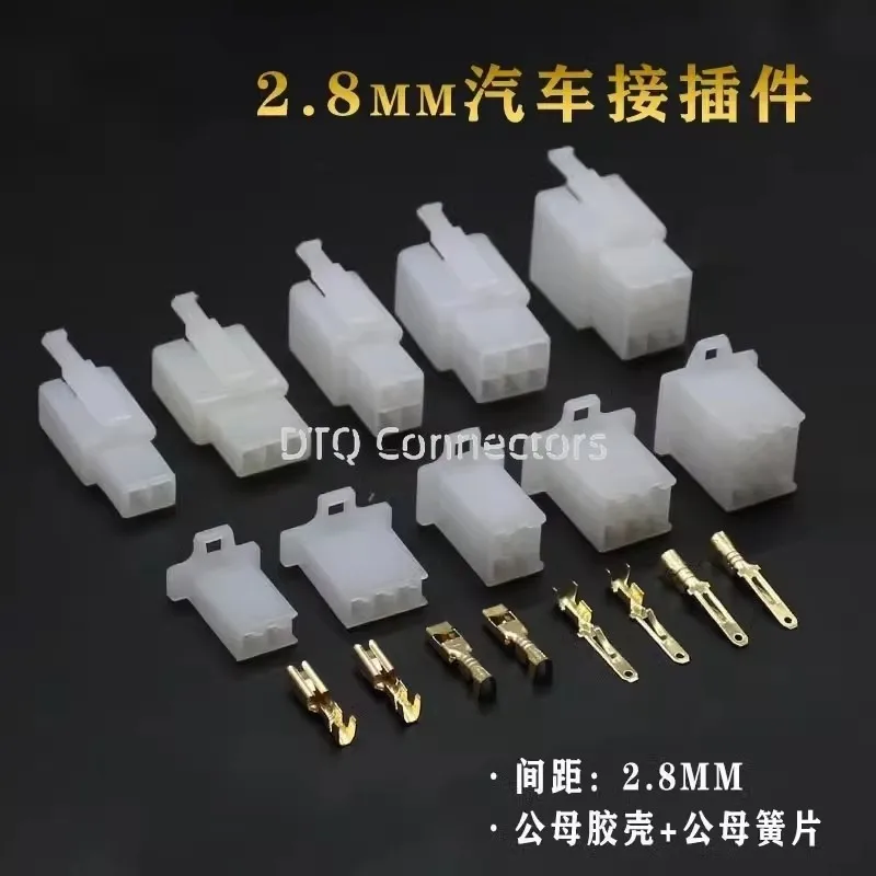 10sets 2.8mm connector 2P 3P 4P 6P 9P Electrical 2.8 Connector Kits Male Female Socket Plug For Motorcycle Motorbike Car