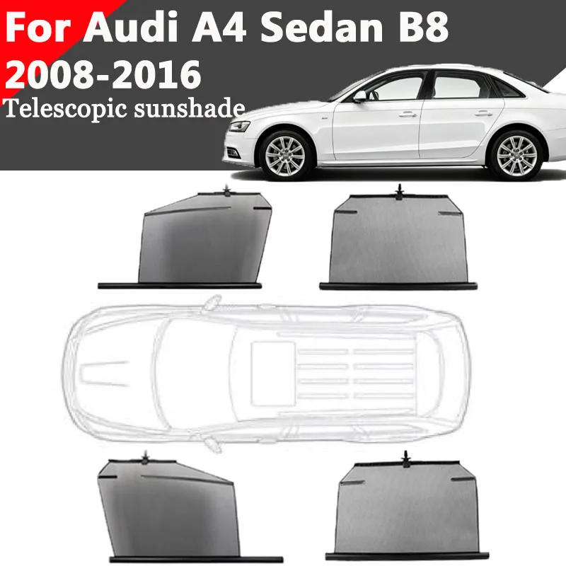 For Audi A4 Sedan B8 2008-2016 Car Telescopic Sunshade Side Window Curtain Sun UV Protection Retractable Visor Auto Accessory