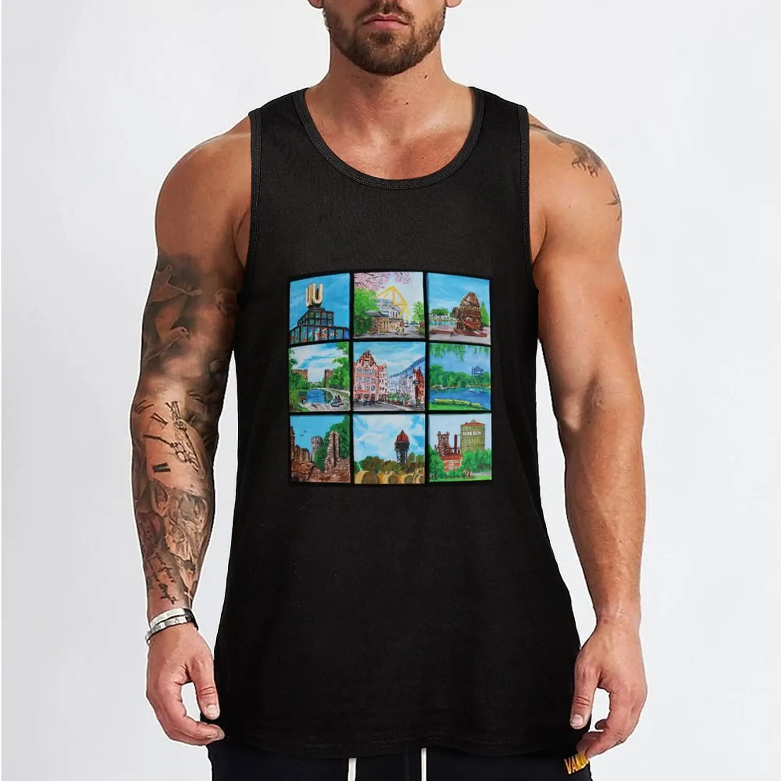 Around the town hall Tank Top Men's t-shirts sleeveless gym shirt man fitness cute tops fitness