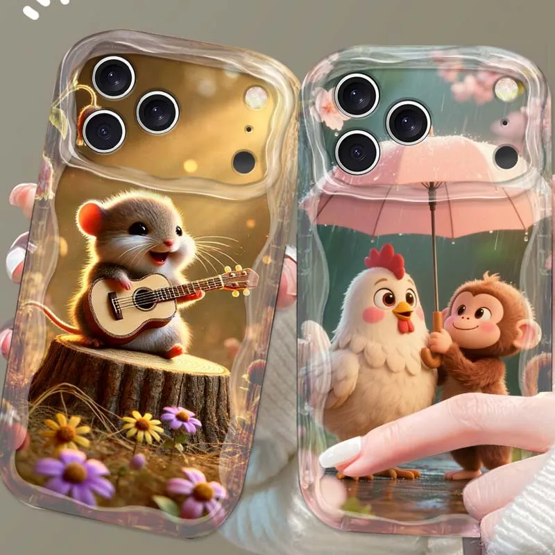 

Cattle Dog Pig Art Flower For Apple iPhone 17 16 16E 15 14 13 12 11 XS Air Pro Max Plus Wave Oil Soft Funda Phone Case