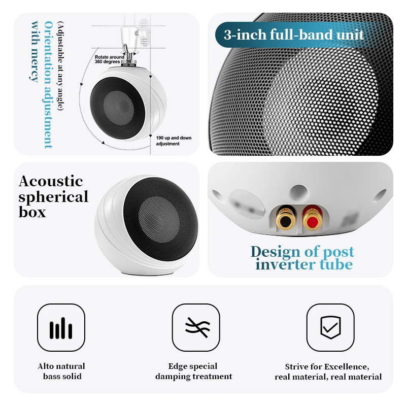 Oupushi 天井取り付け壁取り付けオーディオ システム サスペンション HiFi 表面取り付けスピーカー BGM パッシブ スピーカー セット