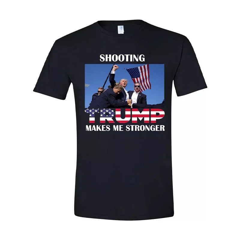 President 2024 Donald Trump Shooting Makes Me Stronger T-shirt Sport 100% Cotton Print Tee 100 DAYS OUT! JOIN THE FIGHT