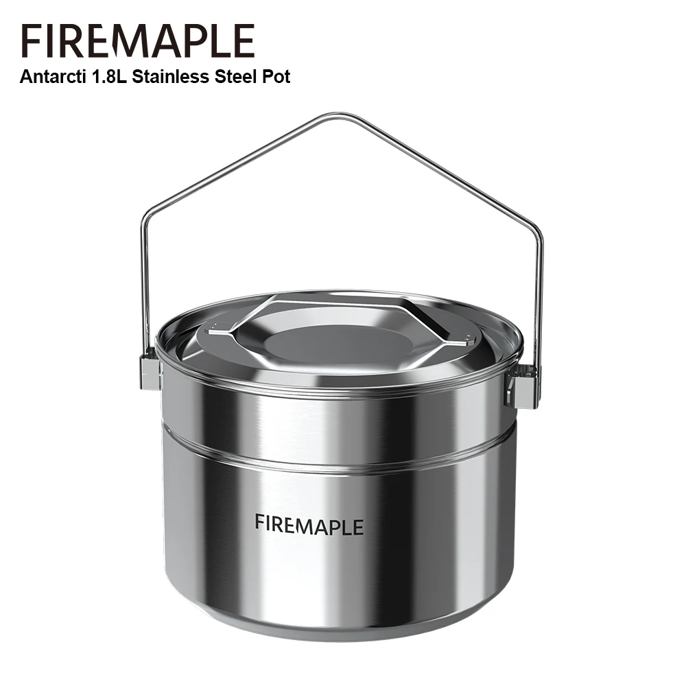 Fire-Maple Antarcti 1.8L Stainless Steel Pot SUS304 Bushcraft Hiking Camping Bonfire Cookware Set Steamer Pot