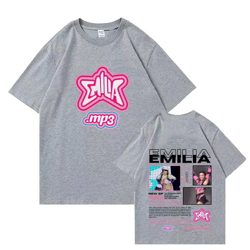 Emilia Mernes MP3 T-shirt Men\'s Fashion Vintage Short Sleeve Tshirt Oversized  Hip Hop Cotton Tees Top Men Women Casual Clothing