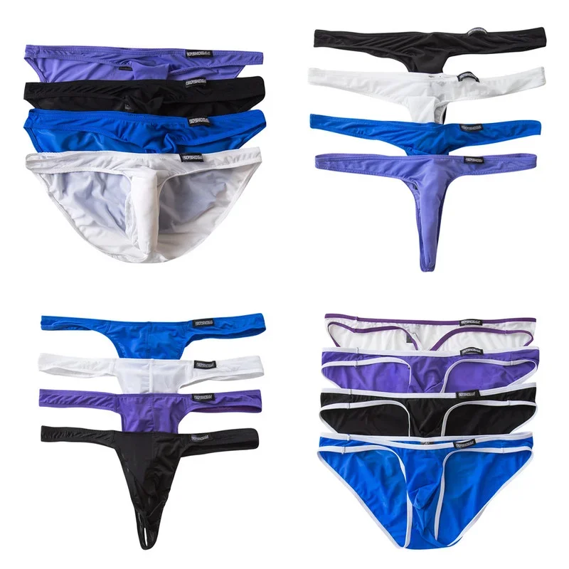 

4PCS Sexy Mens Briefs Underwear Mini Bikini Thongs Ultrathin Low Rise Underpants Male Slip Homme Panties Bulge Pouch Jockstrap