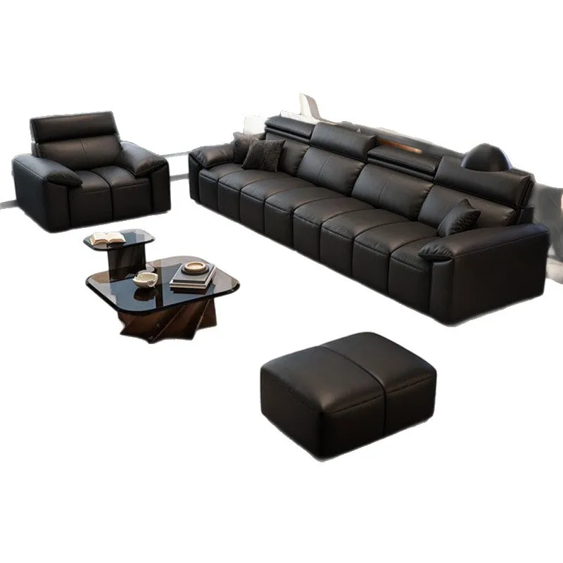 

Italian leather art sofa, modern simple living room light luxury sofa