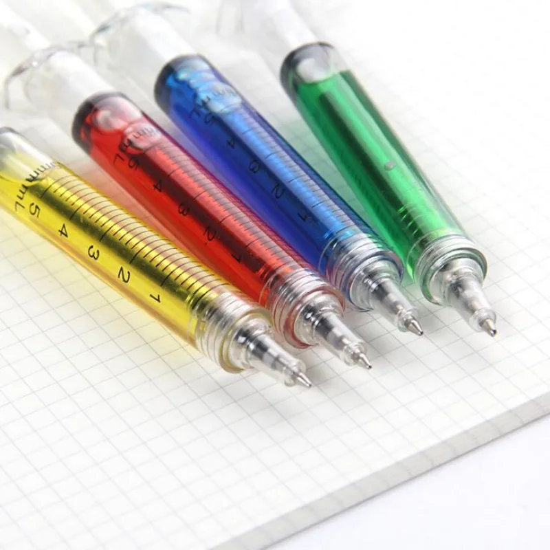 

4pcs Syringe Pen Novelty Liquid Ballpoint Pens Doctor Nurse Medical Hospital Fun Gift School Office Writing Supplies Stationery