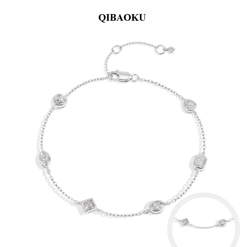NASIA Mixed Bezel Moissanite Bracelets for Women S925 Silver Adjustable Extension Chain Popular Jewelry for Wedding Party 2026
