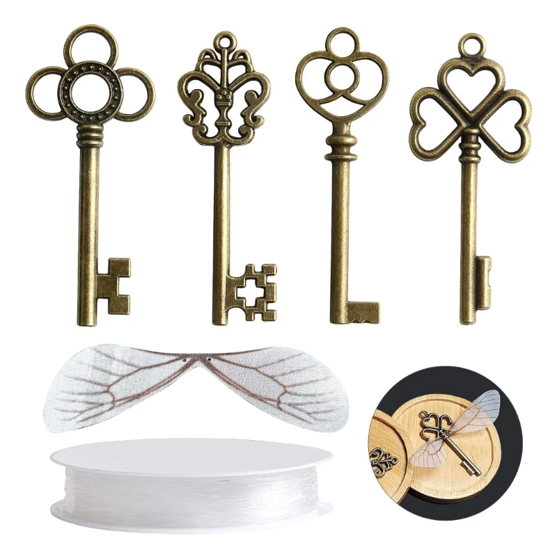 Vintage Skeleton Keys Flying for Key with 28x Wings DIY Realistic Effect for Room Wedding Party Decorat NEW