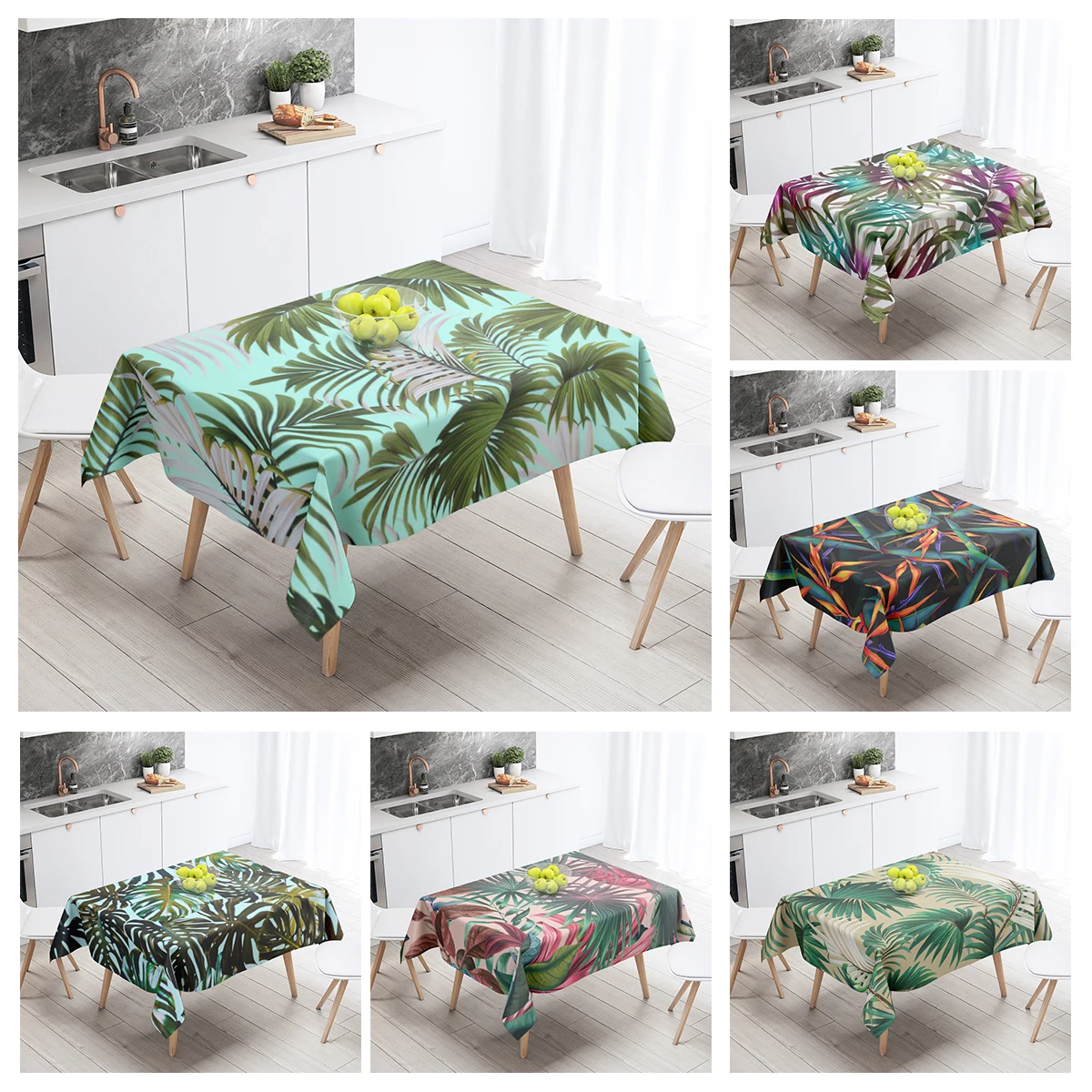 Home tablecloths dining decoration and rectangular table accessories waterproof cloth Anti-stain restaurant Nordic plant flower