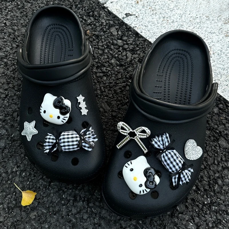 New JIBBITZ  Hello kitty Shoe Charms Set Cute Cartoon DIY Accessories for Women Removable Accessories Shoe Flower Xmas Gifts
