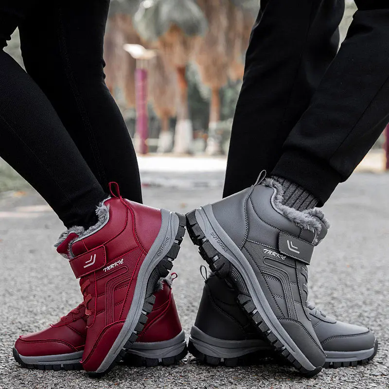 Fashion Leather Sneakers Men Outdoor Hiking Shoes Women Winter Waterproof Warm Snow Boots Men Casual Anti-slip Shoes Unisex Shoe