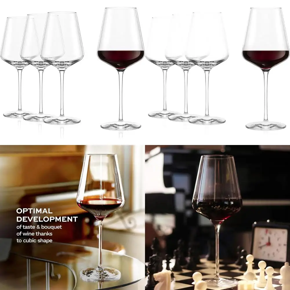 

Set of 4 Premium Bordeaux-Style Wine Glasses, 21.75 oz - Elegant Crystal Red Wine Glasses for Maximum Aroma, Dishwasher and Shoc