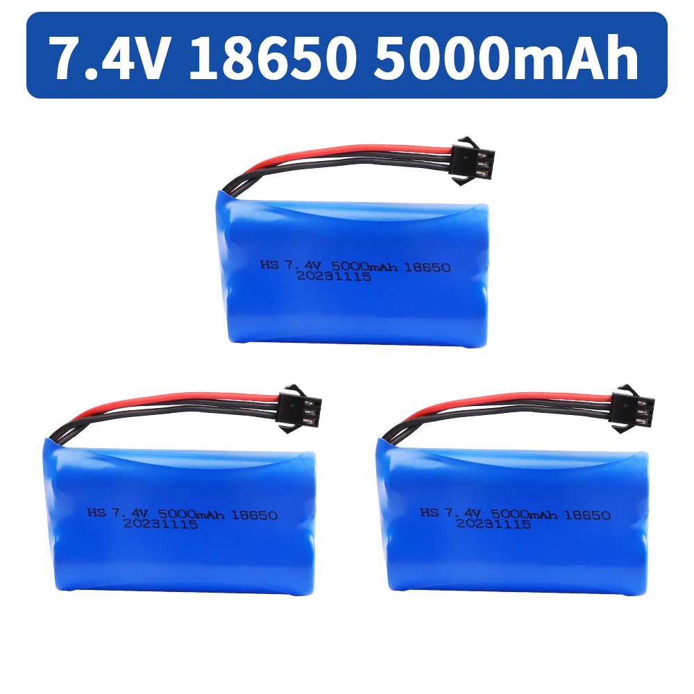 7.4V 5000mAh Li-ion battery SM-3P for MN128 Watch Gesture Sensing Twisted RC stunt car 18650 7.4v battery For RC Cars SM3P Plug