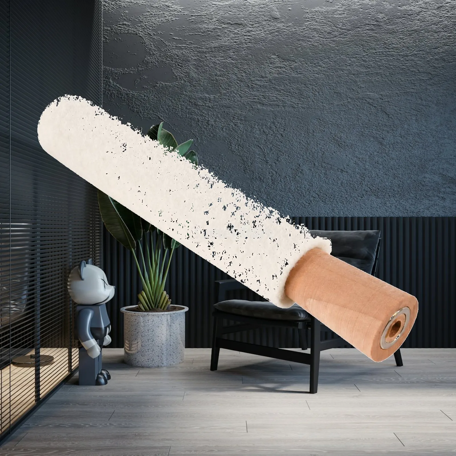 Hand Polishing Stick for Jewelry Rings Wool Fiber Covered Rod with Wooden Grip for Interior Smoothing Work