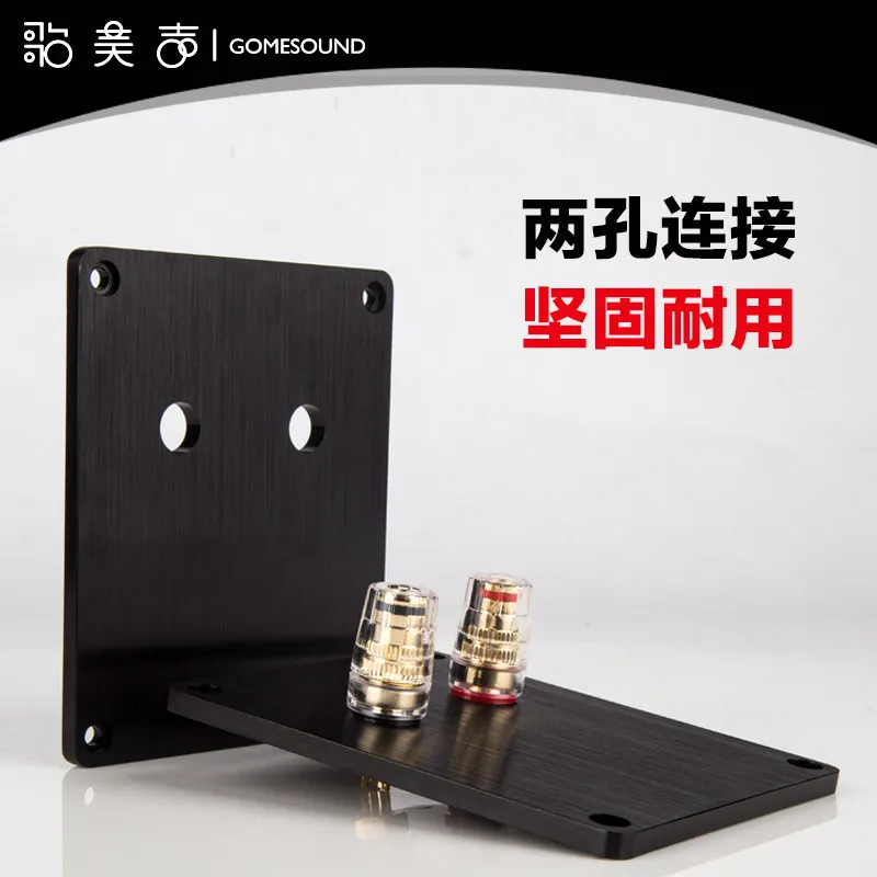 Black Anodized Aluminum Alloy HiFi Speaker Two-Hole Wires Connecting Board with Screw Fixed Speaker Accessories Terminal Plate