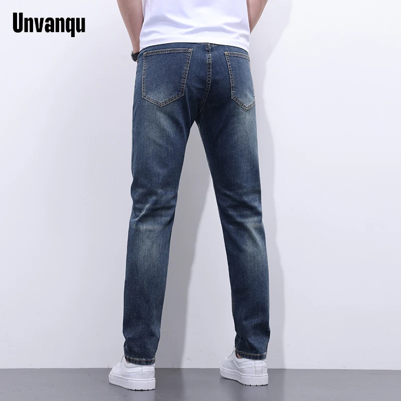 Unvanqu High Quality Vintage Y2K Jeans Men's Spring Summer New Fashion Simple Slim Trousers Office Business Casual Denim Pants