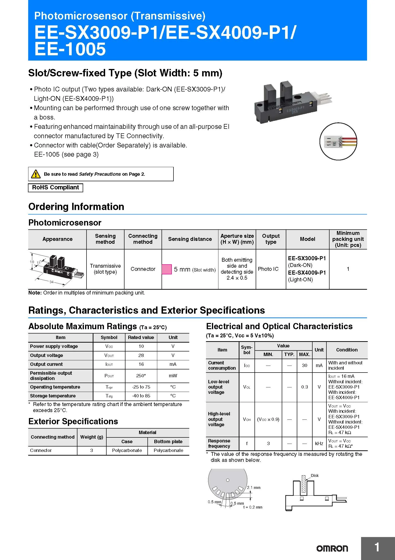 OMRON EE-SX3009-P1 EE-SX4009-P1 Photomircosensor Transmissive Photoelectric Optical Switches New Authentic Original