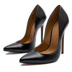 Sexy High Heels Pumps Women Shoes Large Size 47 48 Matte Black Women's Stiletto Heels Pointed Toe Strippers Dance Dress Shoes