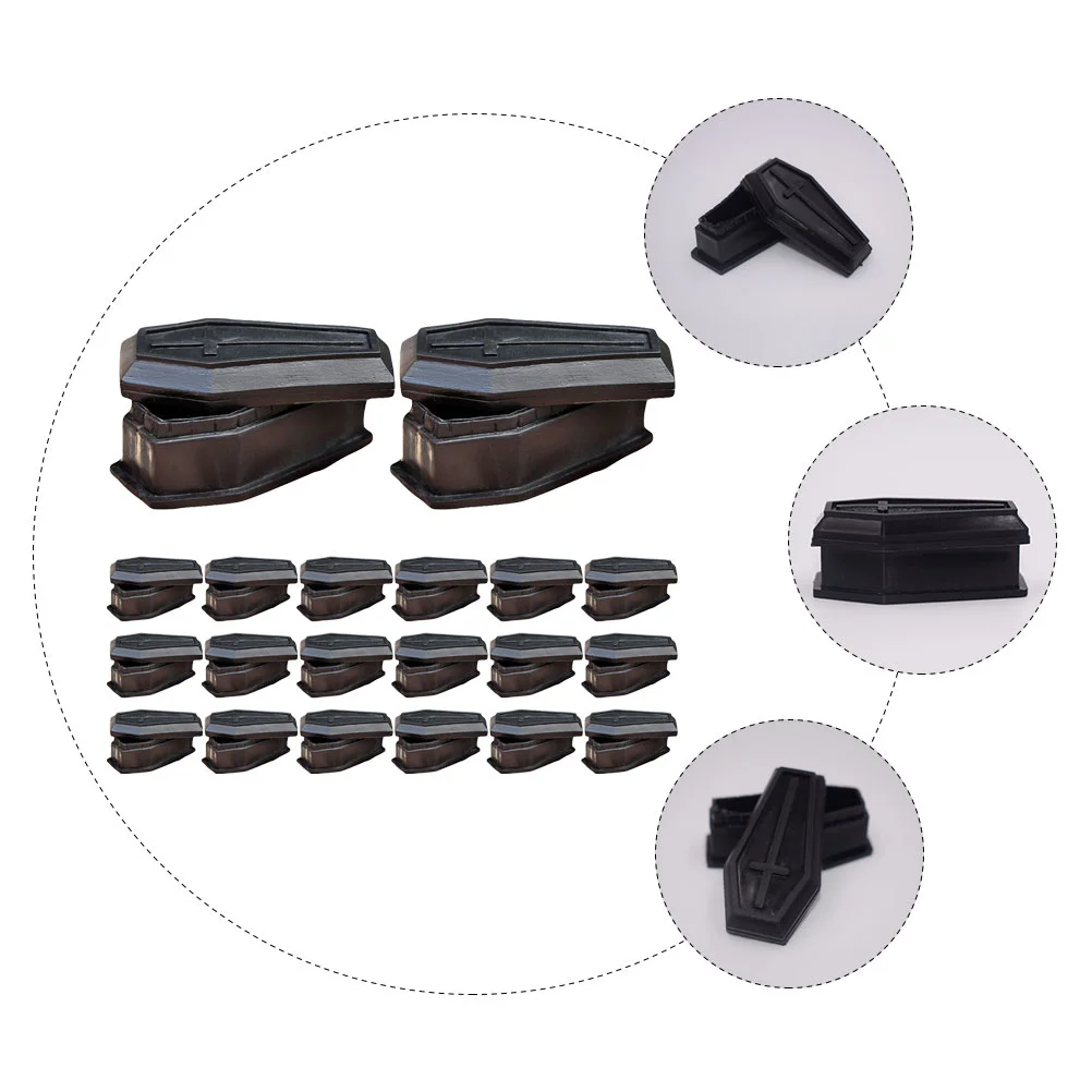 

24 Pcs Coffin Model Miniature Boxes Prop with Lid Halloween Prank Props Ghost Decor