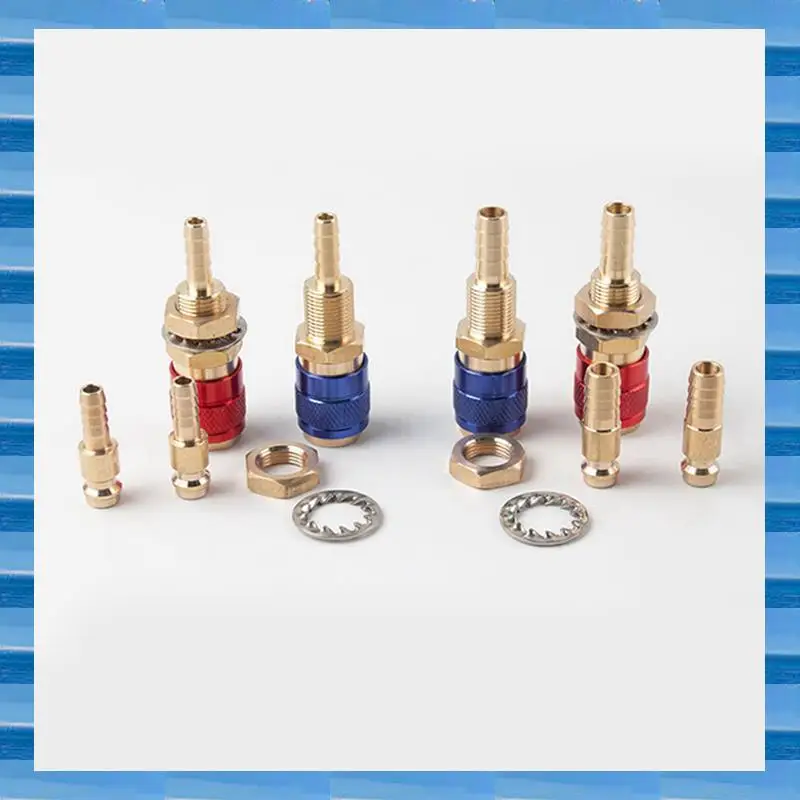 

AT53 6 шт. 6 мм с водяным охлаждением, адаптер для газа и воды с воздушным охлаждением, быстрый разъем для вилки сварочной горелки MIG TIG, синий + красный