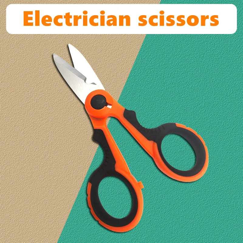 New High Carbon Steel Scissors Household Shears Tools Electrician Scissors Stripping Wire Cut Tools for Fabrics, Paper and Cable