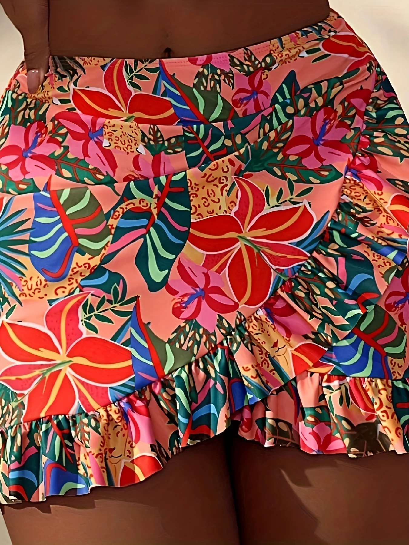 Women's Beach Bohemian Ruffled Floral Print Skirt
