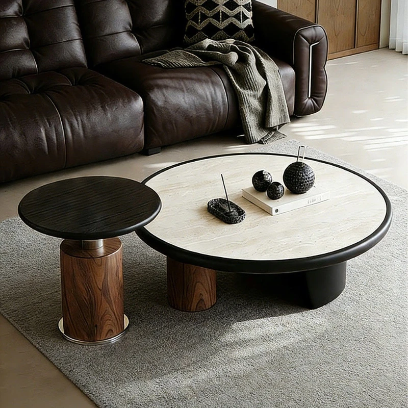 

high-end round coffee table combination small apartment luxury household Coffee table rock slab wohnzimmertisch home furniture
