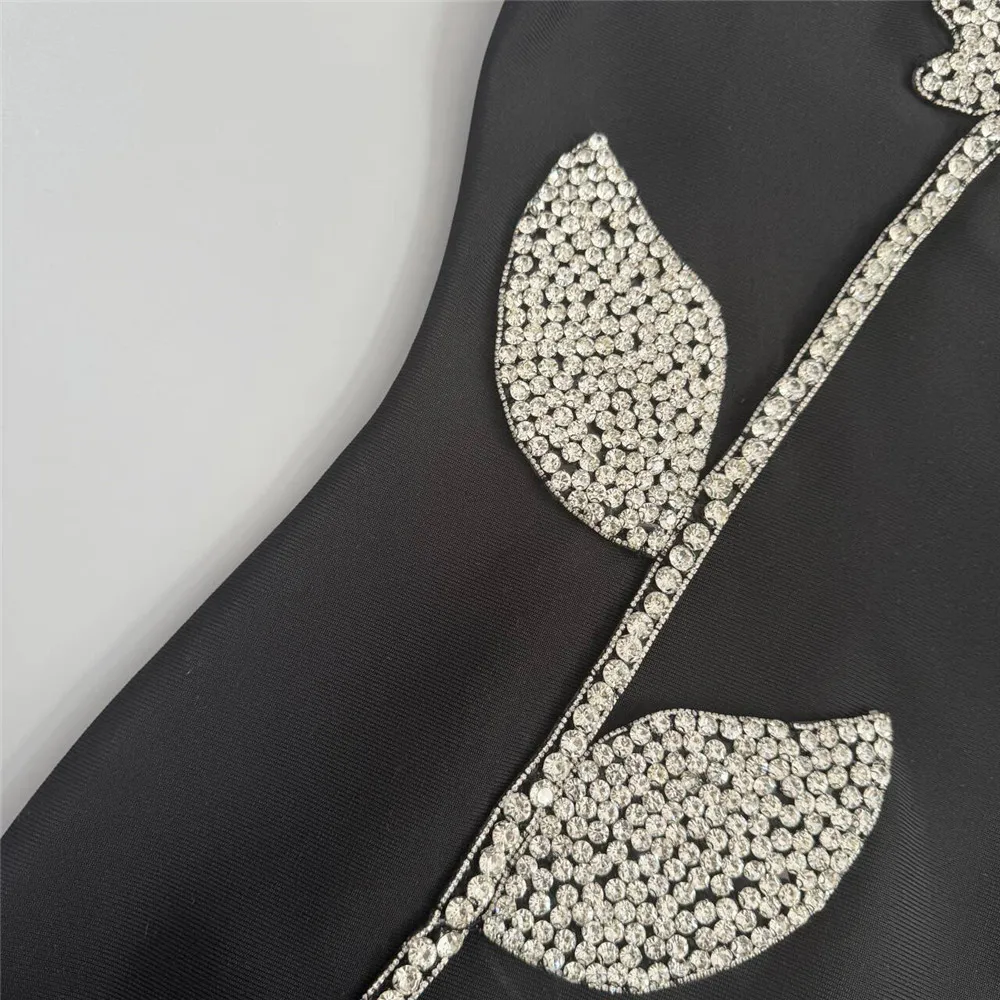 Women Sexy Beading Backless Bandage Dress Fashion Feathers Sleeveless Clothes Celebrity Party Midi Dresses