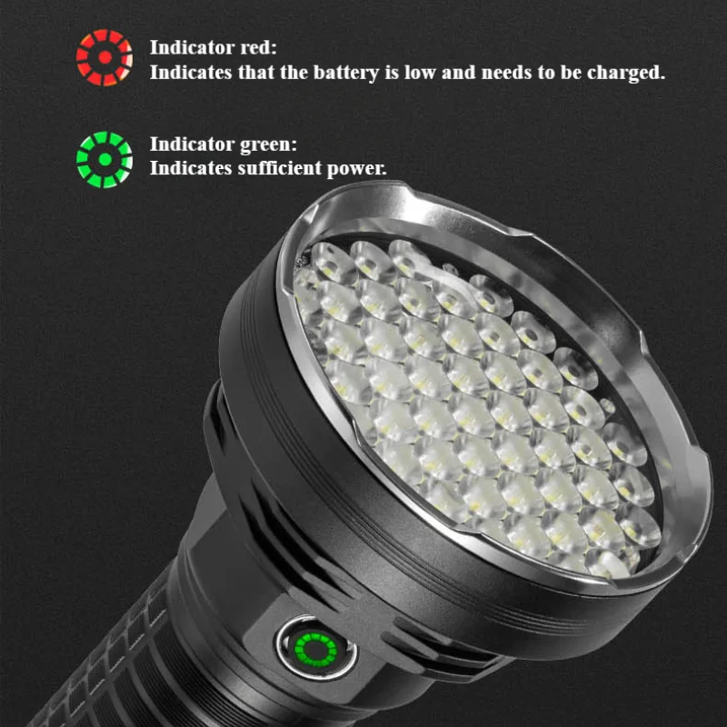 Ultra-high brightness 10000 lumens 55 LED beads high-power outdoor camping rechargeable aluminum tactical flashlight