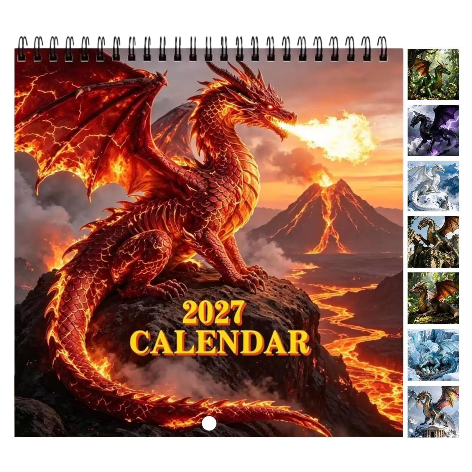 2027 Fire Dragon Wall Calendar Monthly Weekly Academic Planner Animal Theme for Home Office School Dorm New Year Decor view 3