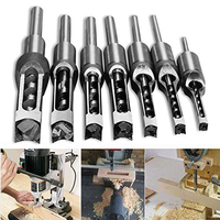 A96I-7Pcs Square Hole Drill Bit, Mortising Chisel Set 1/2-Inch, 1/4-Inch, 3/4Inch, 3/8-Inch, 5/8-Inch, 5/16-Inch, 9/16-Inch