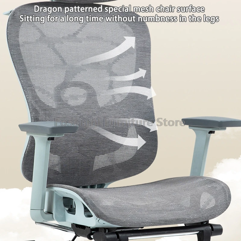 Ergonomic Office Chair With Lumbar Support And Footrest Reclining Backrest Adjustable Height Computer Desk Mesh Chair For Office