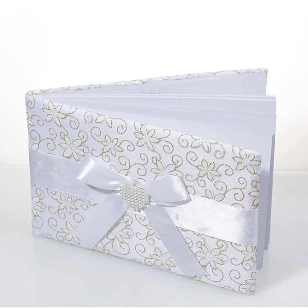 

Книга для гостей на свадьбу, 1 шт., из ткани, с элегантным цветочным дизайном и стразами, для подписей и записи посетителей