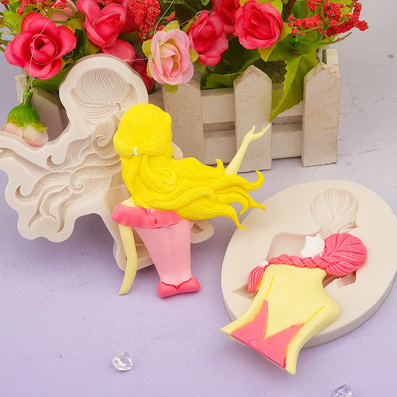 Silicone Mold Pretty Girl Back Shadow Kitchen Baking Tools For DIY Chocolate Cake Candy Fondant Decoration Moulds