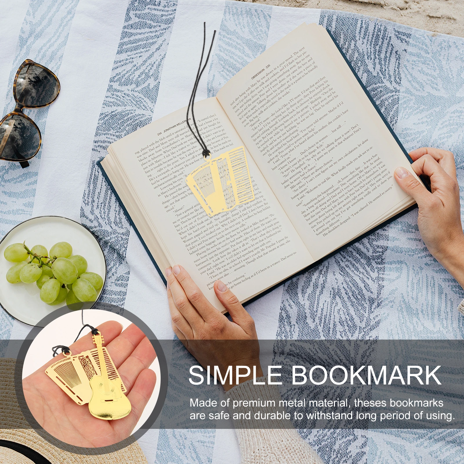 

6pcs Musical Instrument Bookmarks Metal Page Markers for Students Pretty Reading Accessories Unique Student Supplies