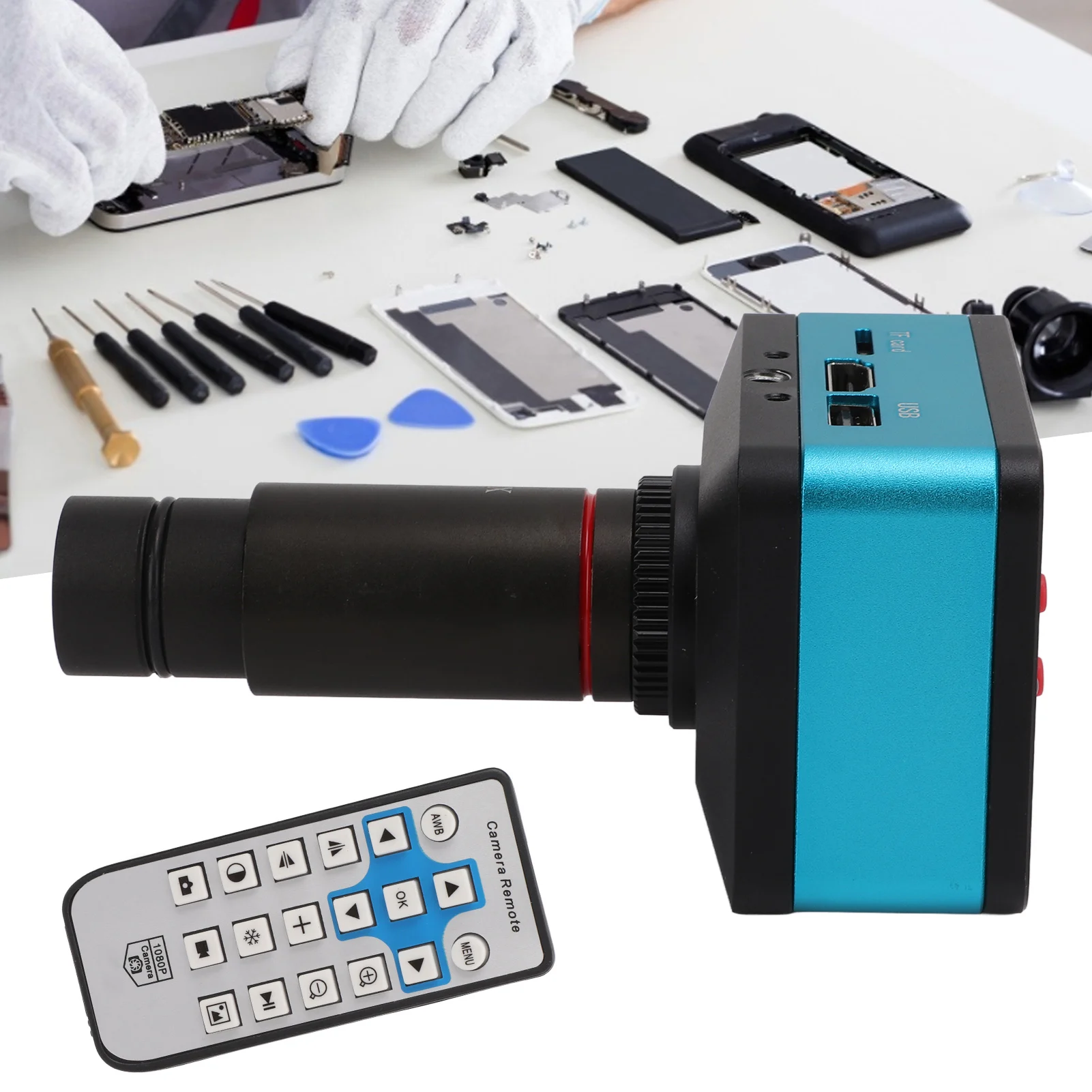 4K 12MP 60FPS Industrial Microscope Camera with 0.5X Lens High Definition Digital Electronic Microscope Camera
