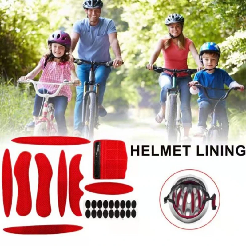 1Set Universal Bike/Motorcycle Helmet Inner Padding Kit Lining Sponge Pad Bicycle Replacement Helmet Pads Set With Insect Net