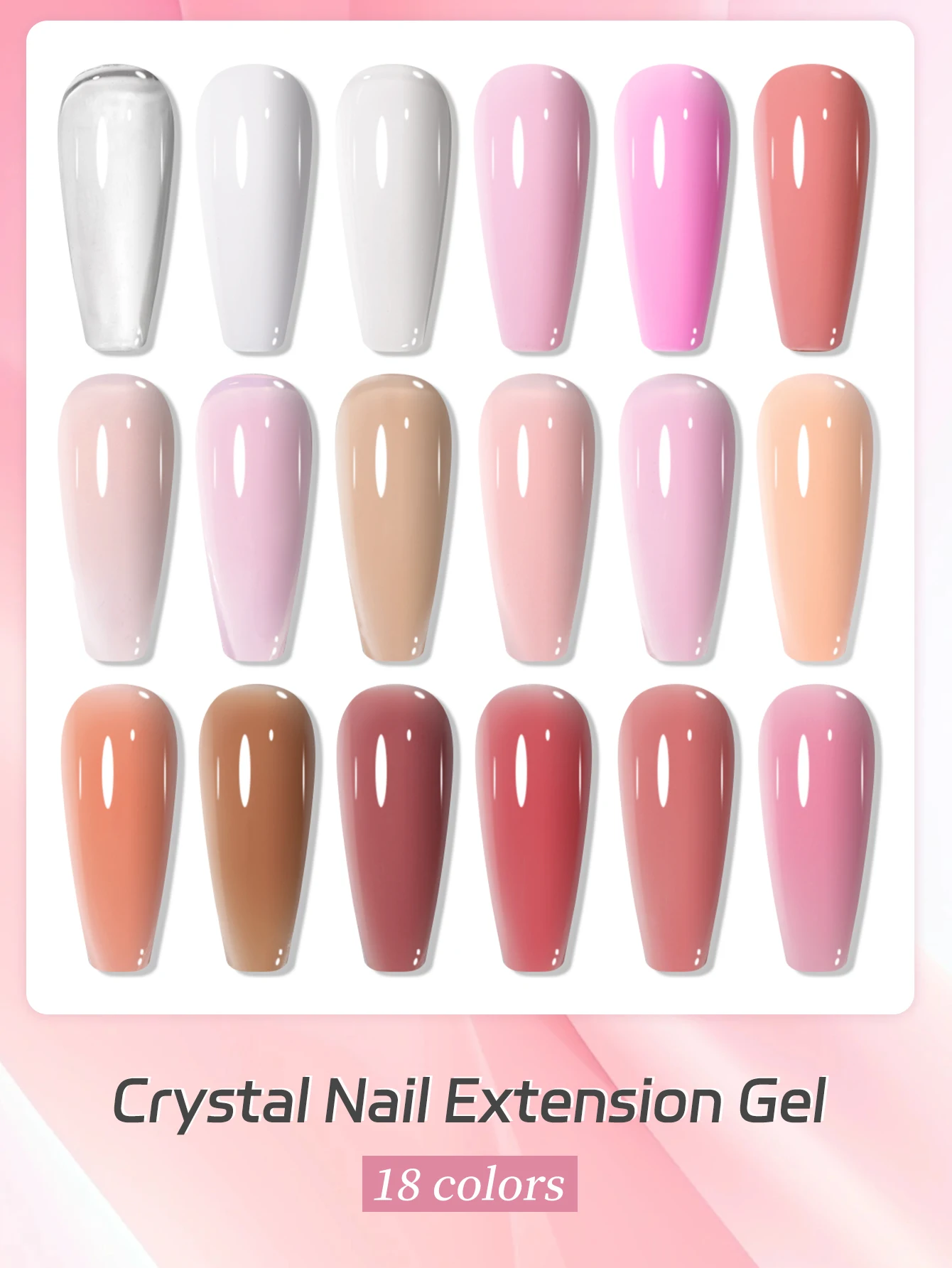 XEIJAYI 6g Nail Extension Gel 18-Colors Crystal Extender Poly Gel Nail Tips And Beauty Art For Longer Nails