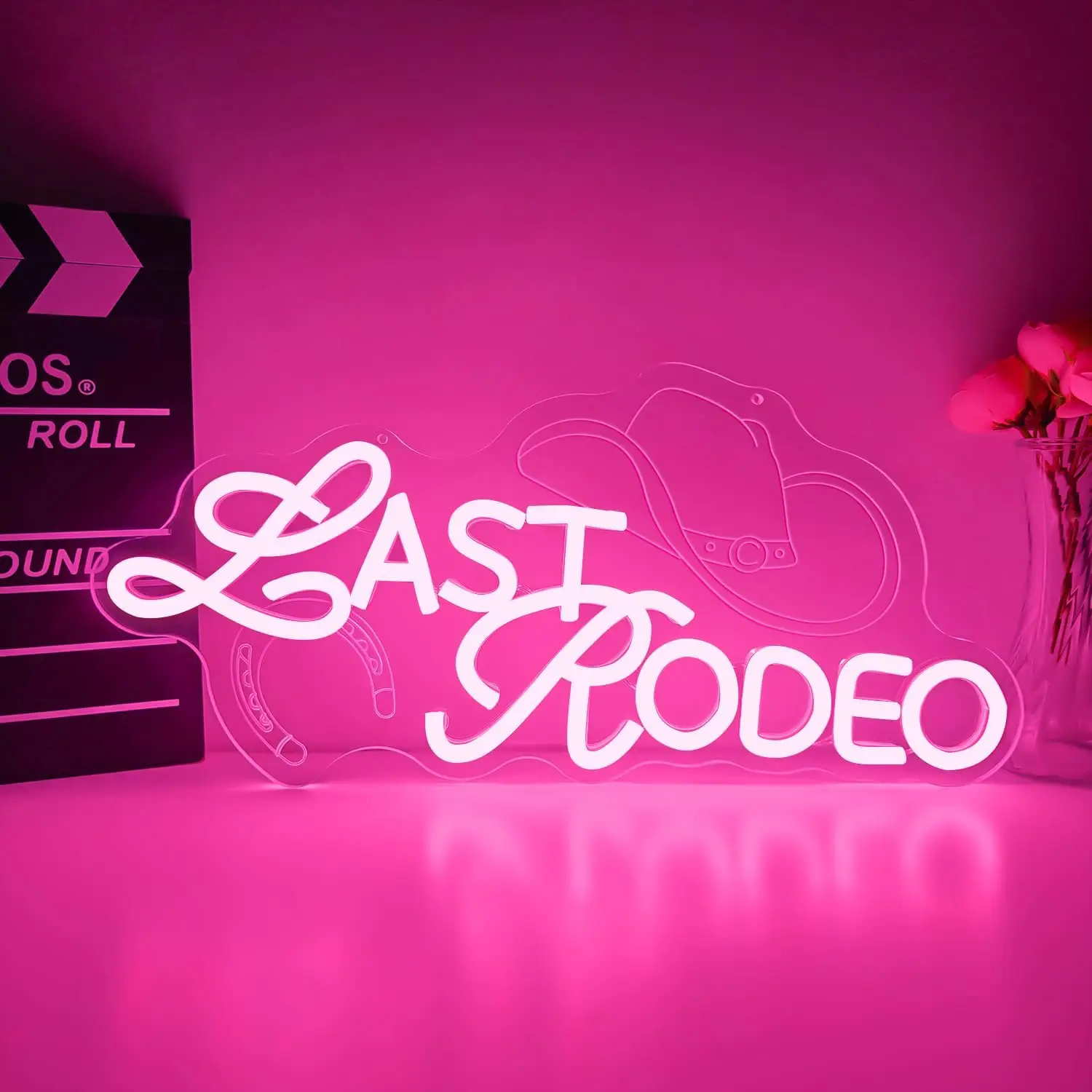 

Last Rodeo Neon Sign Pink Western LED Neon Light Dimmable Funny Cowgirl Bachelorette Nashville Bachelorette Party Wall Decor