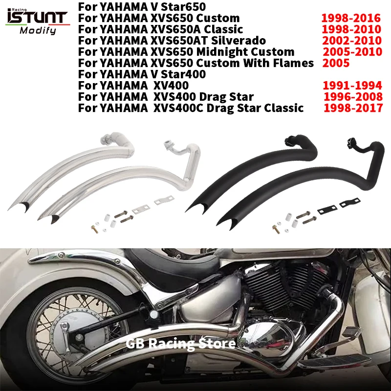 Slip On For Yamaha Drag Star V star 650 XVS650 DS650 XVS400 650A DRAGSTAR 400 Motorcycle Exhaust Full System Muffler Silencer