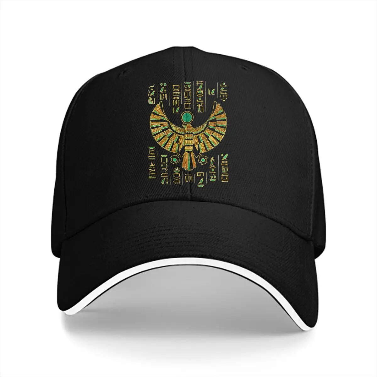 Egyptian Ancient Egypt Culture Multicolor Hat Peaked Men's Cap Horus Falcon Gold and Crystal Personalized Visor Protection Hats