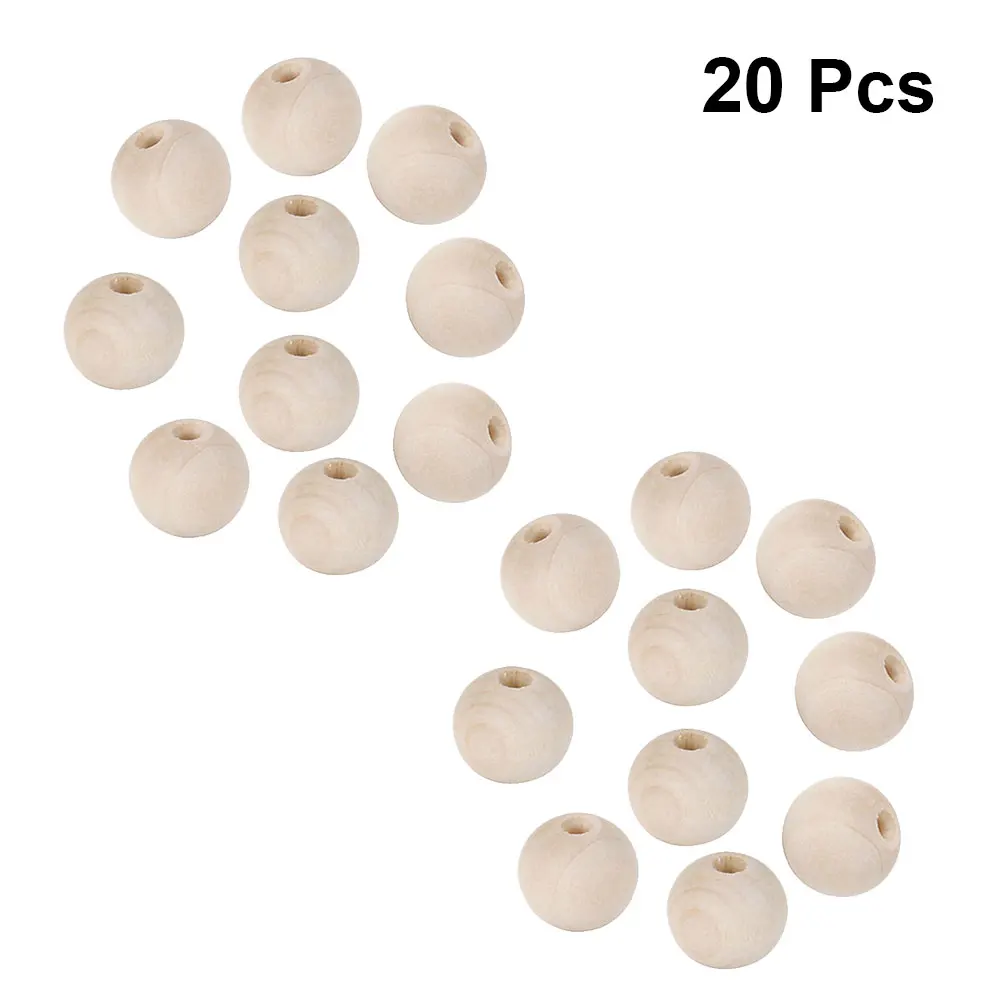 

20 Pcs Beads Wooden Jewelry for Necklace Making Charms Simple Yellow Round Craft