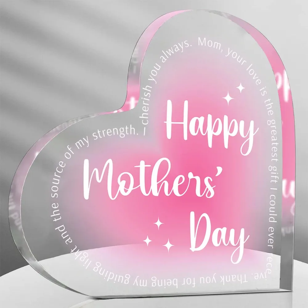 Acryl-Herz-Schild als Geschenk für Mama – Rosa Muttertags-Dekoration, Geburtstagsgeschenk für Mama